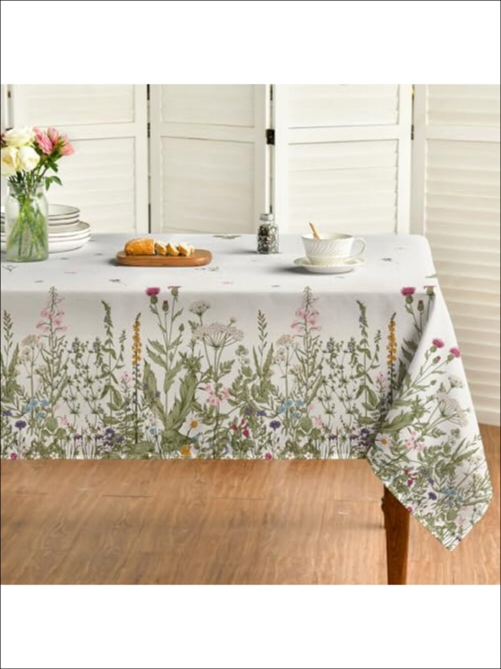 Spun Polyester Floral Tablecloth 60x120 Rectangular Dining Party Decor